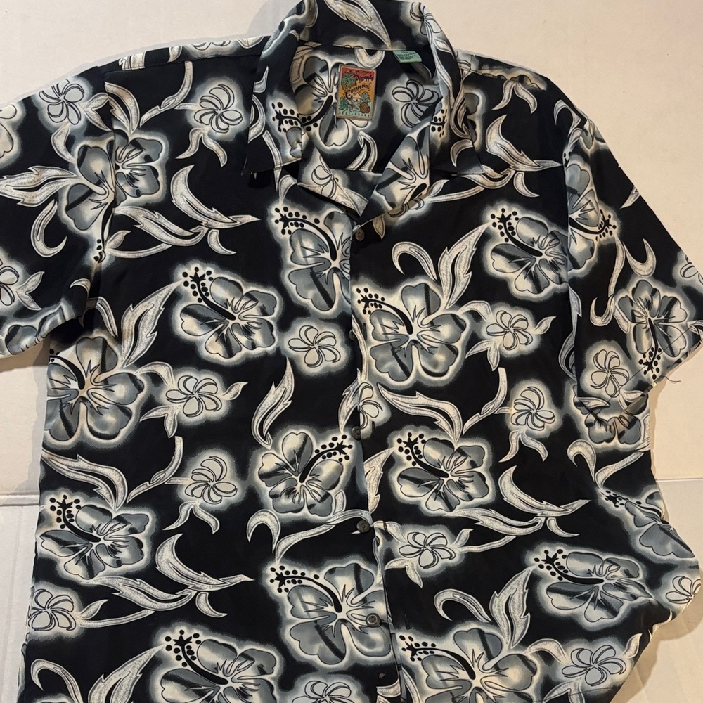 Floral Navy and White Vintage Men's Hawaiian Shirt